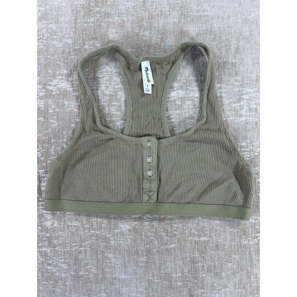 Madewell Olive Green Ribbed Henley Racerback Bralette - Size S